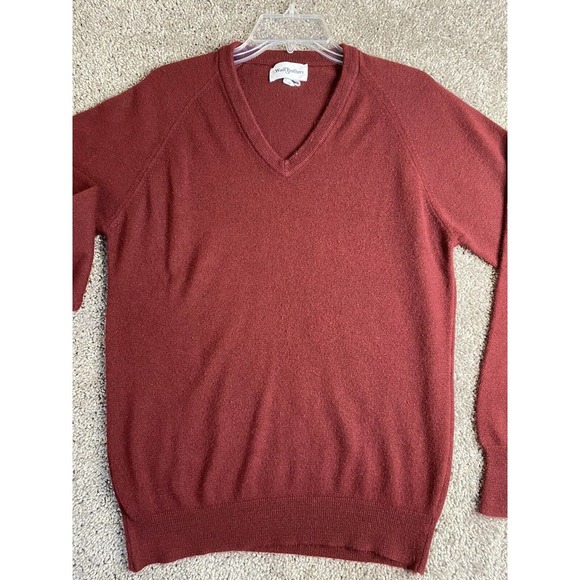 VINTAGE Woolf Brothers Sweater Mens Medium Red Orlon Acrylic Knit Made In USA - Picture 3 of 11